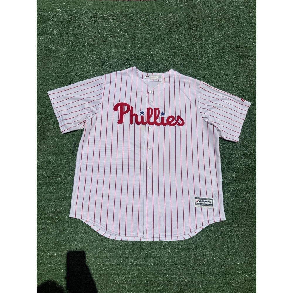 Philadelphia Phillies Majestic MLB Blank Jersey X-Large White / Red Pinstripe